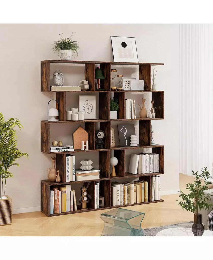 GOUUN 5-Tier Bookshelf with Anti-Toppling Device for Living Room Home Office 6