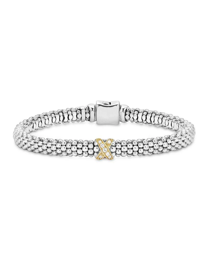 LAGOS 18K Gold and Sterling Silver Embrace Collection Rope Bracelet with Diamonds 1
