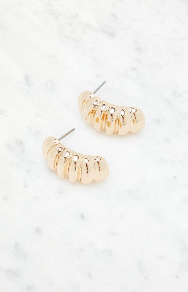 LA Hearts Ribbed Half Hoop Earrings 2