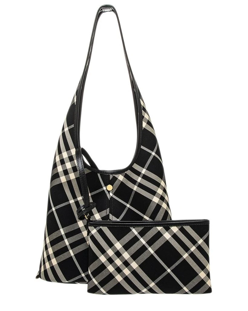 Burberry Check Small Leather-Trim Hobo Bag 2