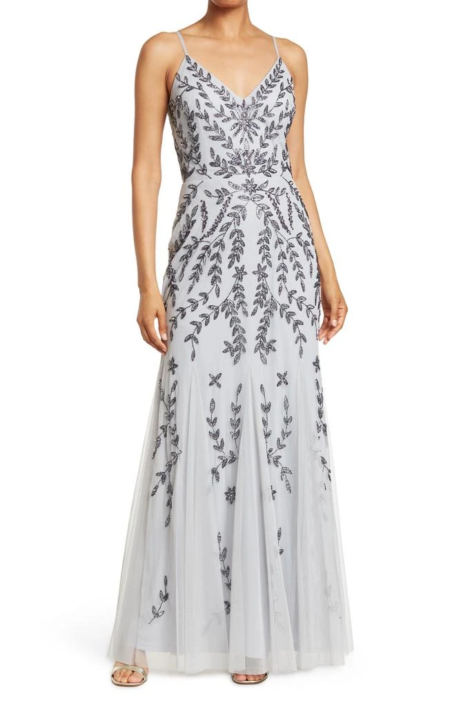 MARINA Beaded V-Neck Gown