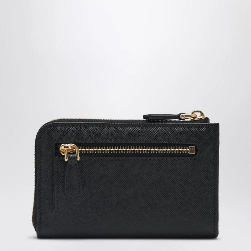 Prada Black Saffiano leather zip key holder 2
