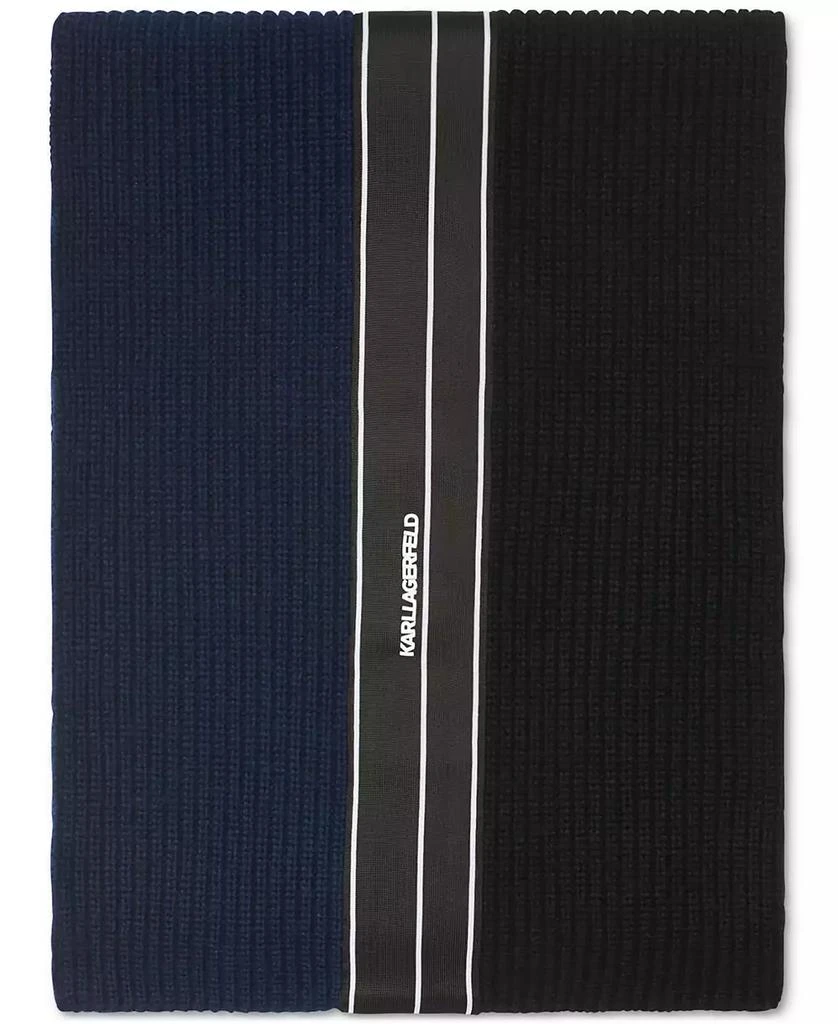 Karl Lagerfeld Paris Men's Two-Tone Logo Stripe Scarf 3