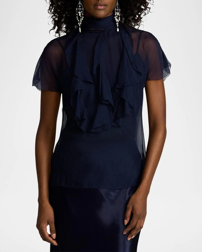 Ralph Lauren Etta Ruffle Bib Washed Chiffon Top 4