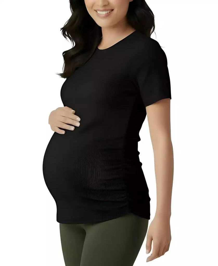 Motherhood Maternity Women
s Women
s Crew Neck Side-Ruched Maternity Short Sleeve Top - Motherhood Maternity 3