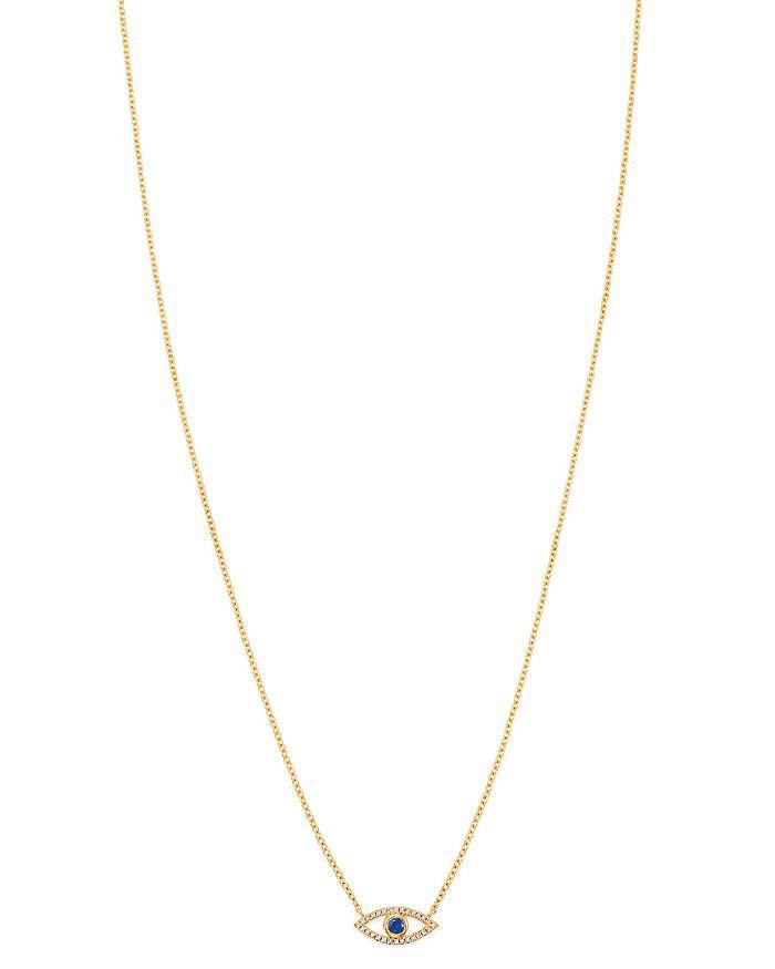Zoe Lev 14K Yellow Gold Diamond & Blue Sapphire Evil Eye Pendant Necklace, 18"