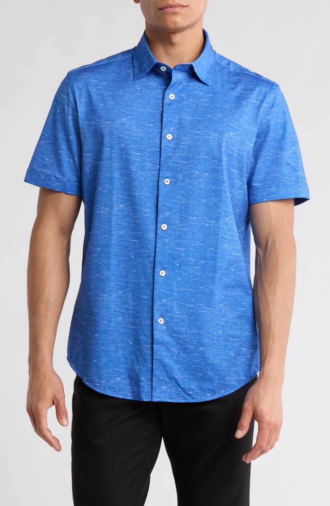 BUGATCHI Miles OoohCotton® Solid Short Sleeve Button-Up Shirt