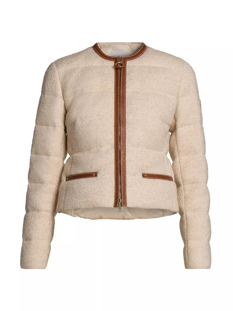 Moncler Serinde Boucle Short Down Jacket with Leather Trim 1