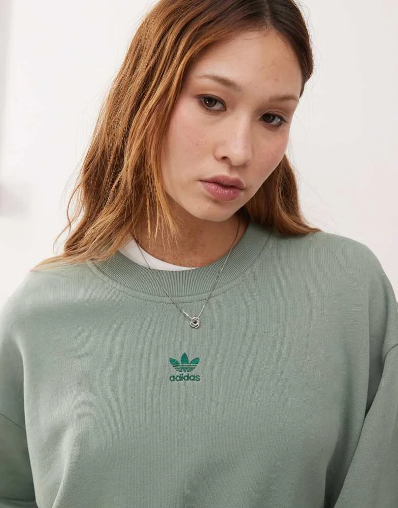 Adidas adidas Originals Essentials Oversized French Terry Sweatshirt in green 2