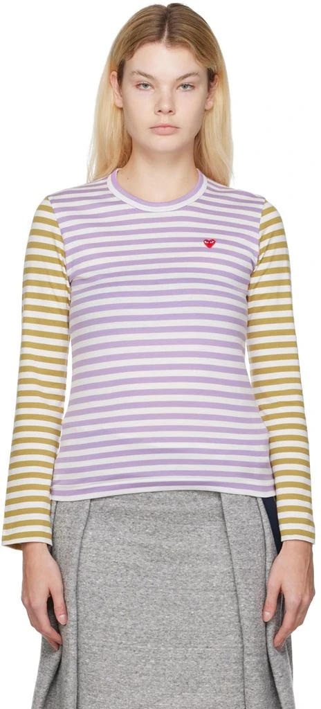 Comme des Garcons Purple & Orange Striped T-Shirt 1