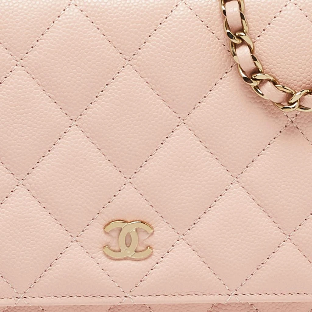 Chanel Chanel Peach Quilted Caviar Leather CC Flap Wallet on Chain 6