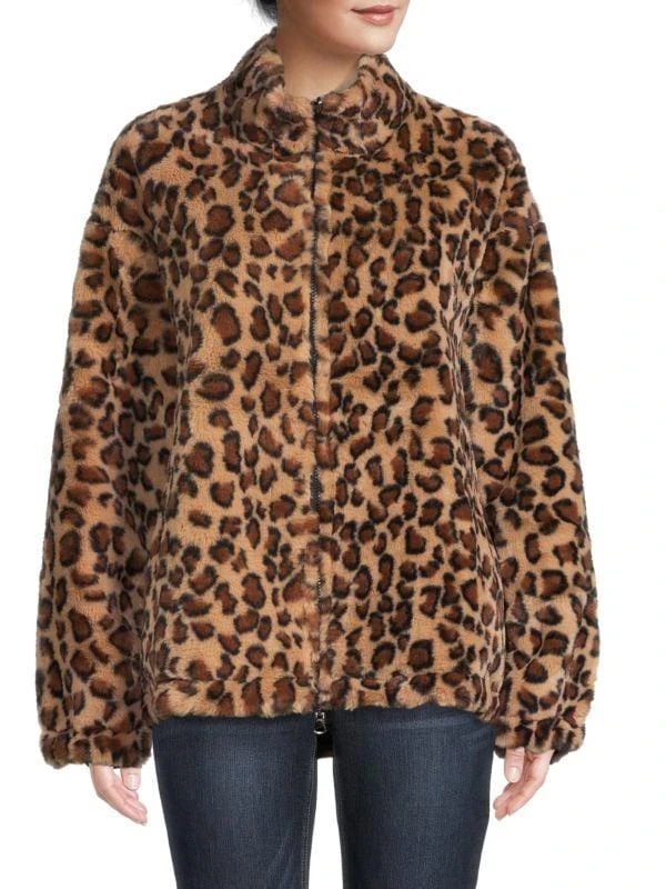 Adrienne Landau Faux Fur Leopard Print Jacket 1