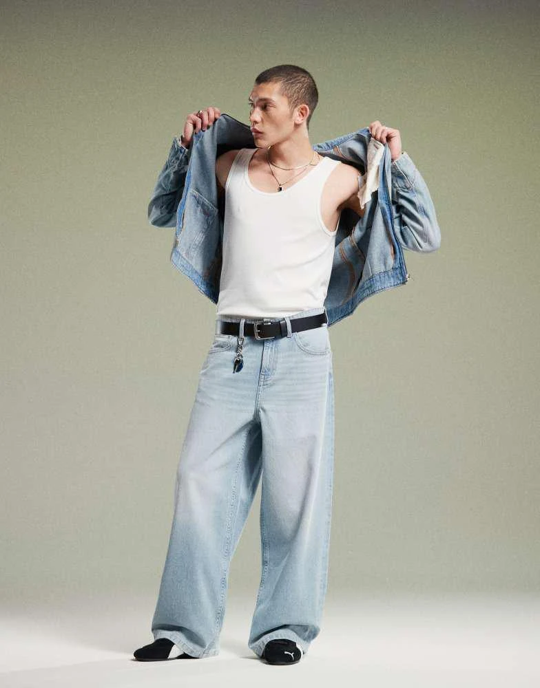 ASOS ASOS DESIGN super baggy jean in light wash blue 1