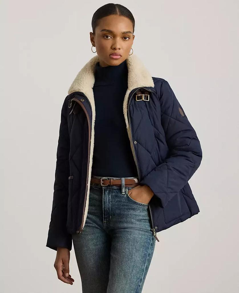 Ralph Lauren Women's Faux-Fur-Collar Diamond Quilted Jacket