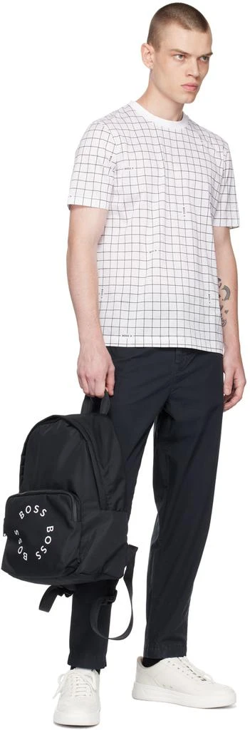 Hugo Boss White Grid Print T-Shirt 4