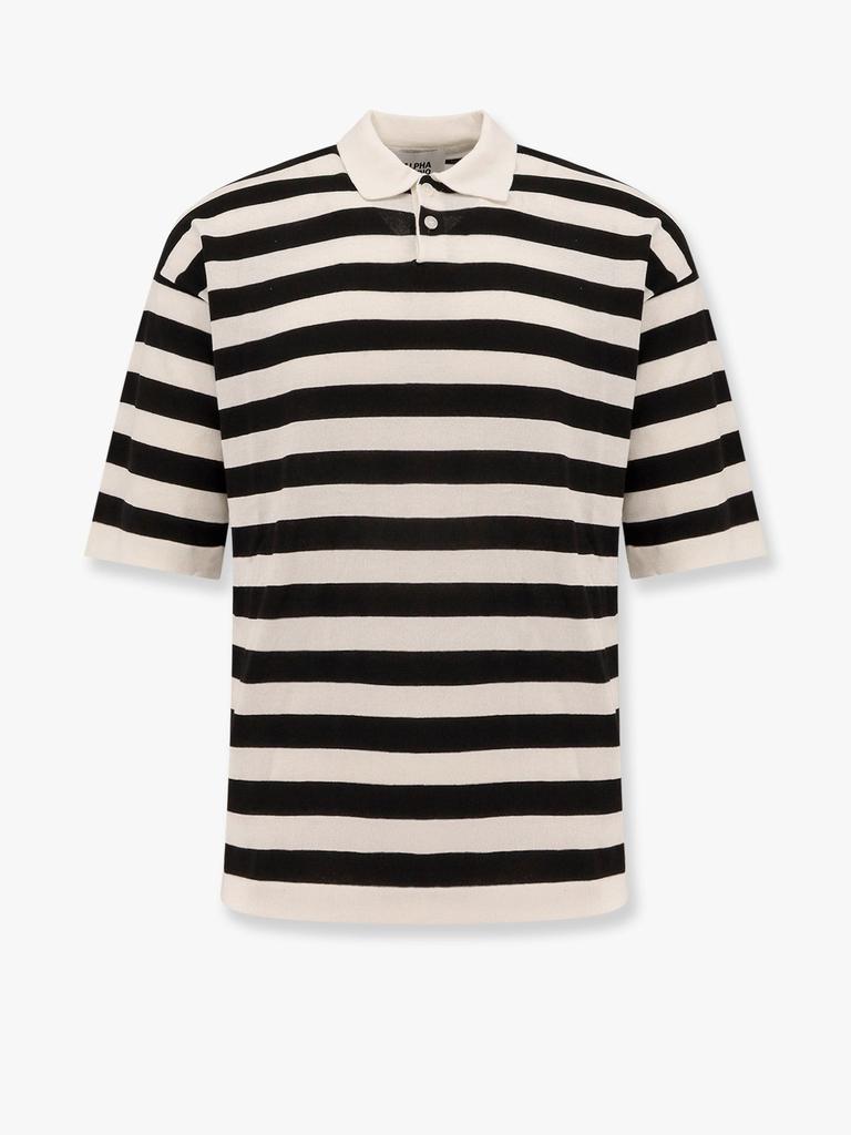 ALPHA STUDIO Striped cotton crepe polo shirt
