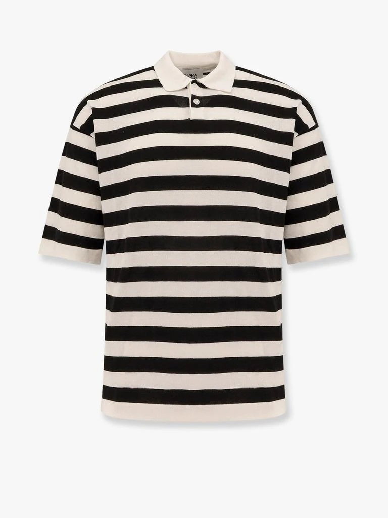 ALPHA STUDIO Striped cotton crepe polo shirt 1