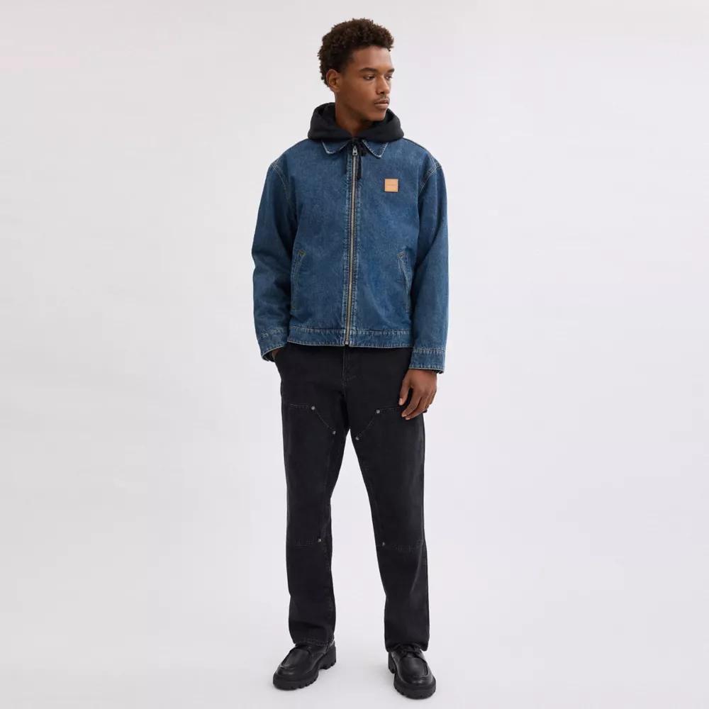 COACH ライトブルー ジップアップジャケット COACH】シグネチャー デニム ジップ ジャケット