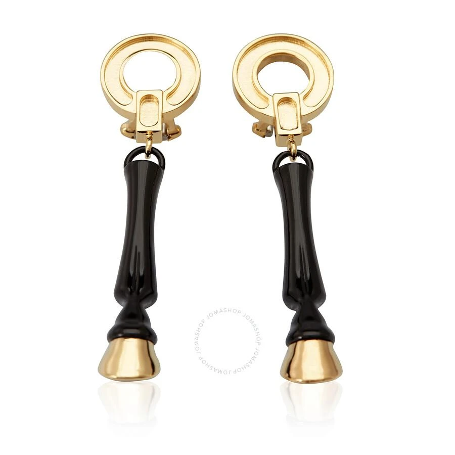 Burberry Resin And Gold-plated Hoof Drop Earrings In Black / Light Gold 1