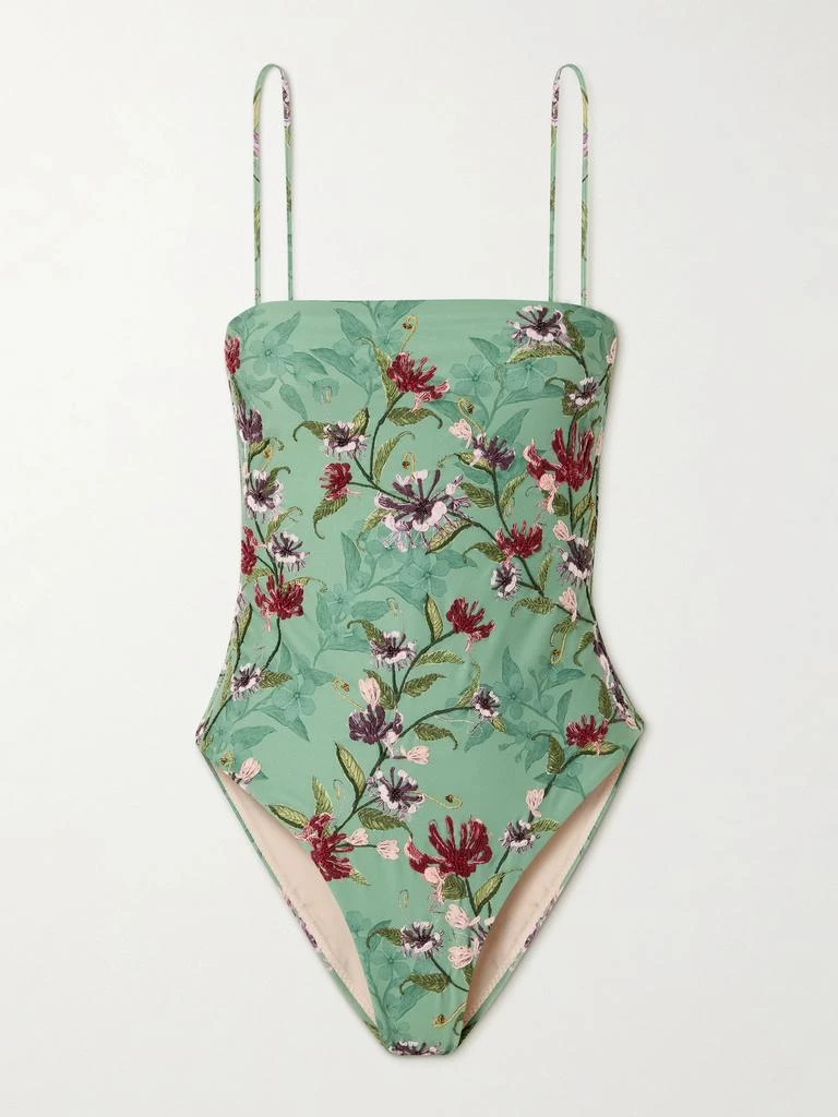Agua by Agua Bendita Durazno Honeysuckle 刺绣花卉印花再生连体泳衣 1