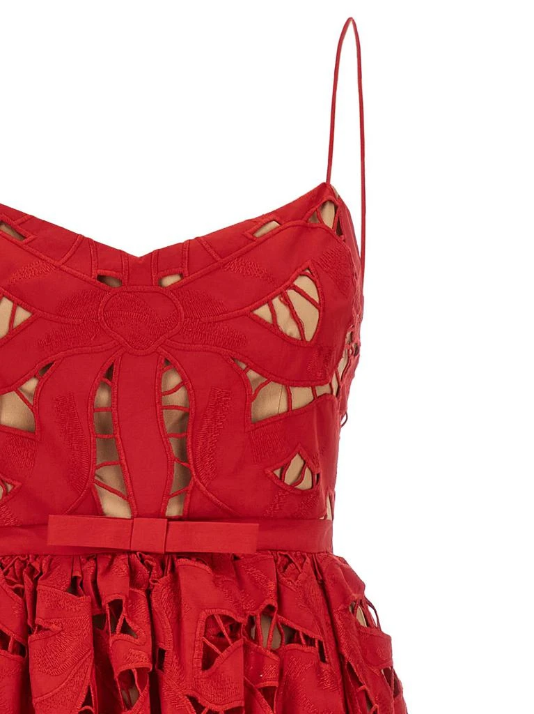 self portrait red embroidered midi dress Self-Portrait Bow Embroidered Midi Dress