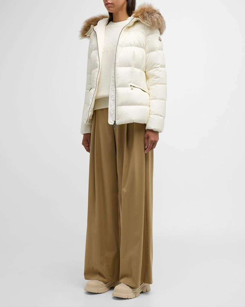 Moncler Boed Short Puffer Jacket with Shearling Hood Trim 4