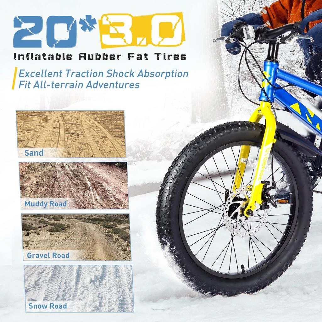Streamdale Furniture Streamdale 20 Inch Kids Bicycles, Fat Tire Mountain Bike for Boys and Girls Age 5 + Years, Dual-Disc Brake, Shimano 7-Speed 4