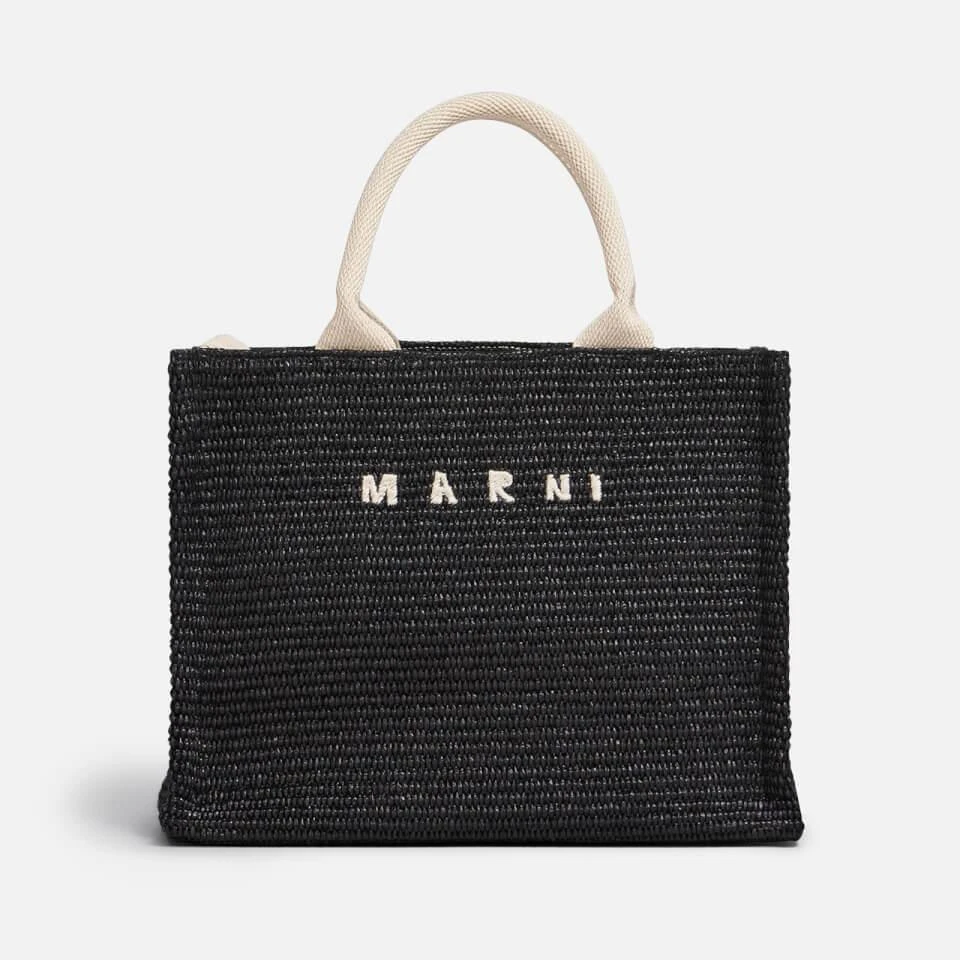Marni Marni Logo-Embroidered Raffia Tote Bag 1
