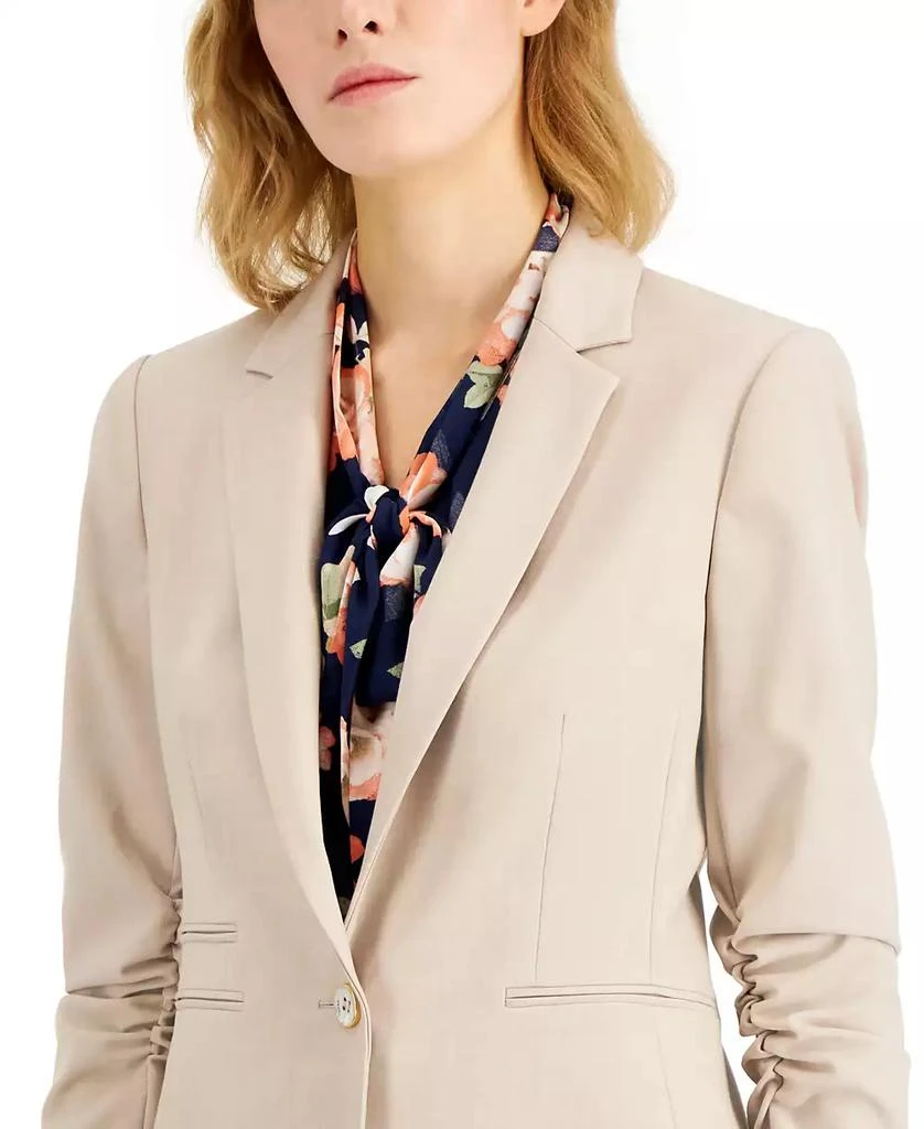 Tahari Women's Ruched-Sleeve One-Button Blazer 4