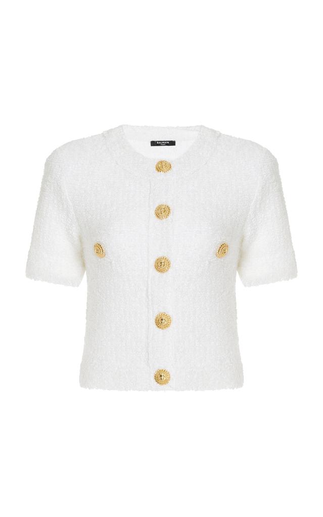 Balmain Balmain - Cropped Knit Cardigan - White - FR 40 - Moda Operandi