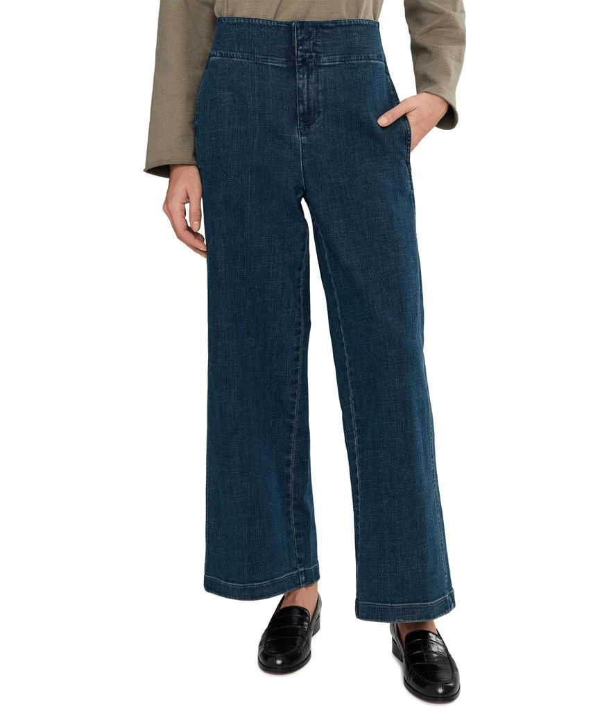 Eileen Fisher Petite Cotton Stretch Denim Full Length Wide Pants