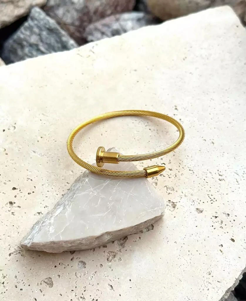 ADORNIA Tarnish Resistant Gold Nail Head Wrap Cuff Bracelet 3