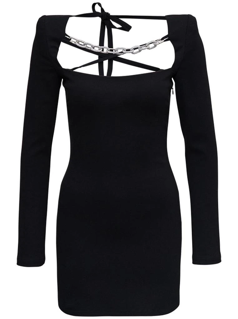 GIUSEPPE DI MORABITO Black Jersey Dress With Chain Detail 1