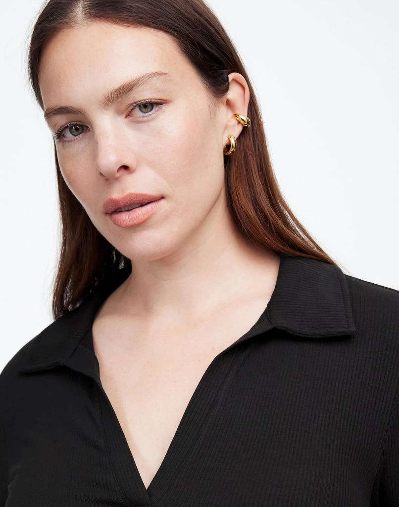 Madewell Drapey Rib Long-Sleeve Polo Top 1