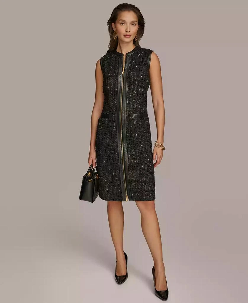 Donna Karan Women's Faux Leather-Trim Sheath Dress 3