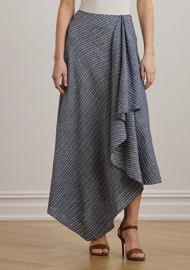 Ralph Lauren Striped Linen A-Line Midi Skirt