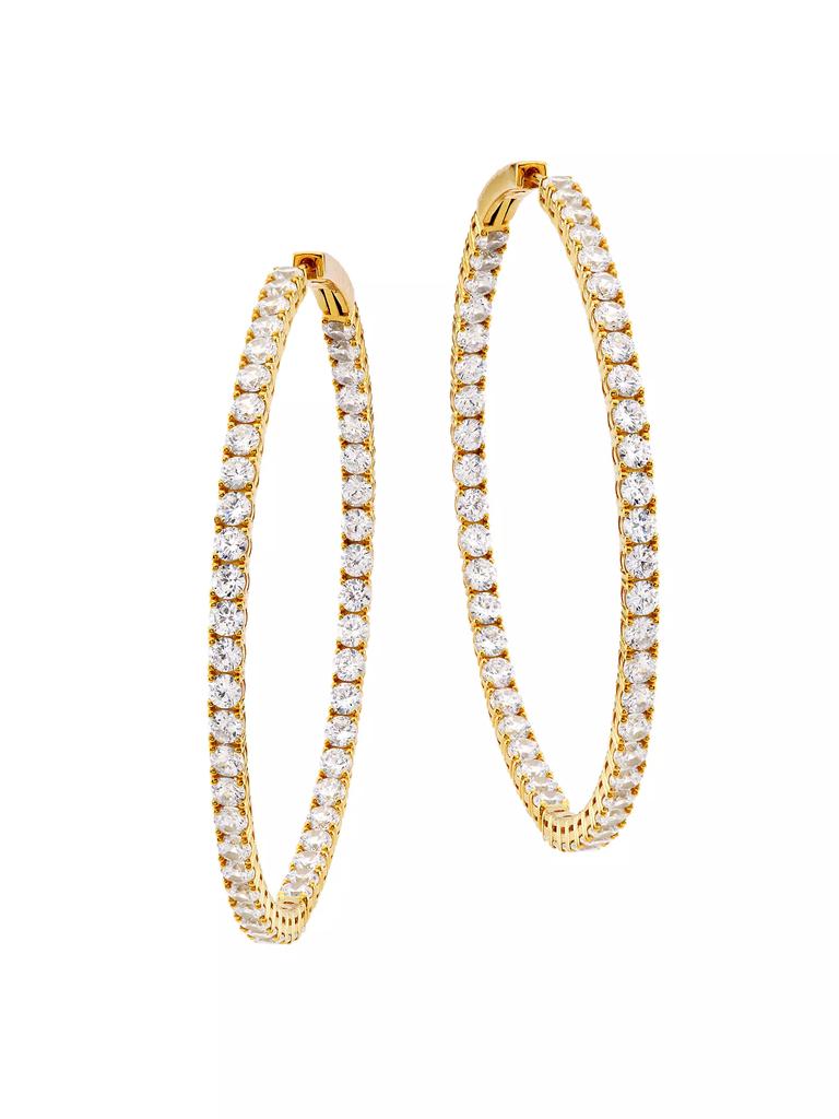 Adriana Orsini Tennis Perfect 18K Gold-Plated & Cubic Zirconia Inside-Out Hoop Earrings