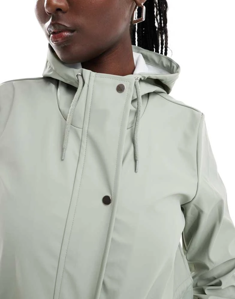 Brave Soul Brave Soul rubberised rain coat in light sage green 3