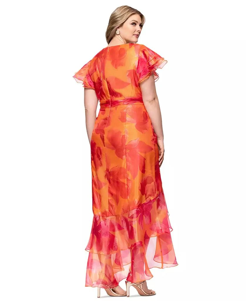 XSCAPE Plus Size Floral-Print Chiffon High-Low Dress 4