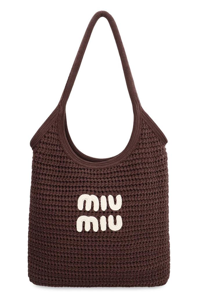 トートバッグ MIU MIU LOGO HANDBAG Miu Miu Logo Lettering Zipped Tote Bag | italist