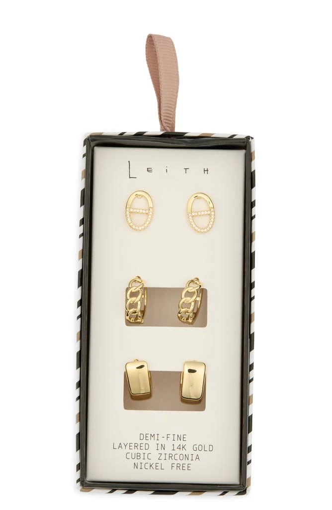Leith Demi-Fine Set of 3 Stud
Huggie Hoop Earrings