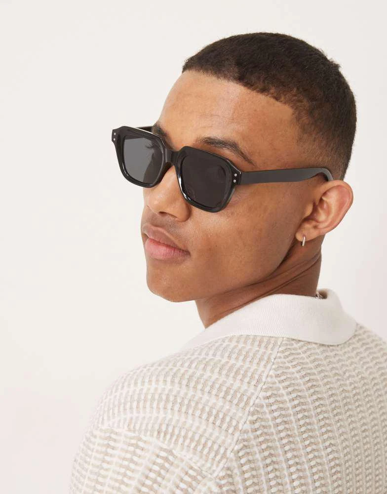 ASOS ASOS DESIGN square sunglasses with smoke lens and chunky black frame 1