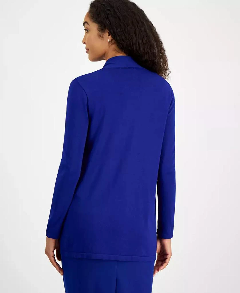 Kasper Women's Petite Pointelle Open-Front Long-Sleeve Cardigan 2