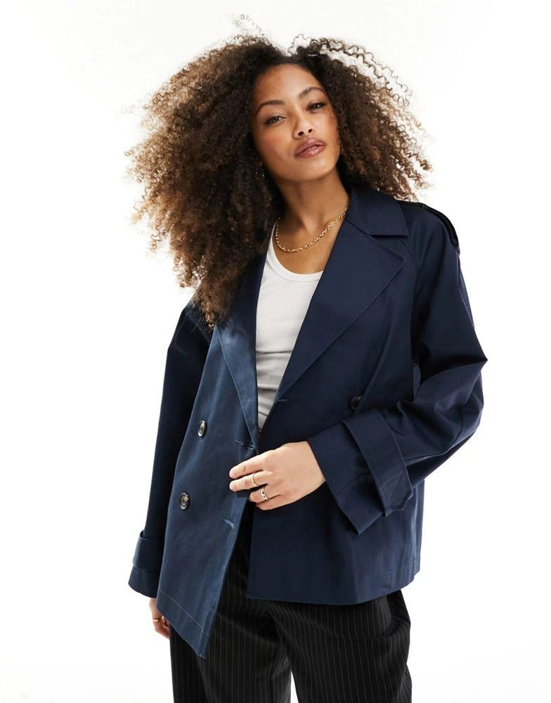 ASOS ASOS DESIGN short trench coat in navy 2