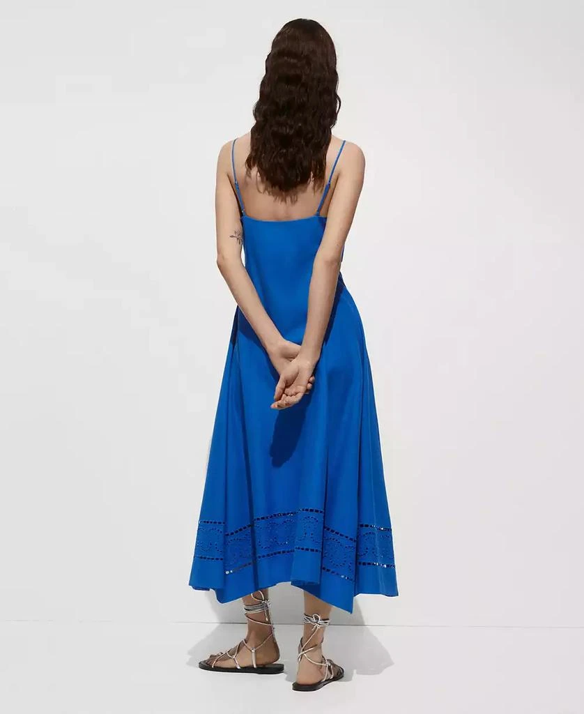 Mango Women's Turn-Down Neckline Embroidered Dress 5