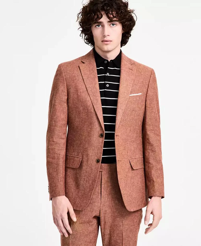 Tommy Hilfiger Men's Modern-Fit Linen Rust Suit Jacket 1