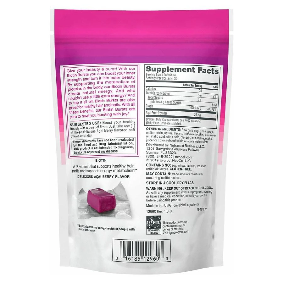 NeoCell Biotin Bursts Chews Acai Berry 3