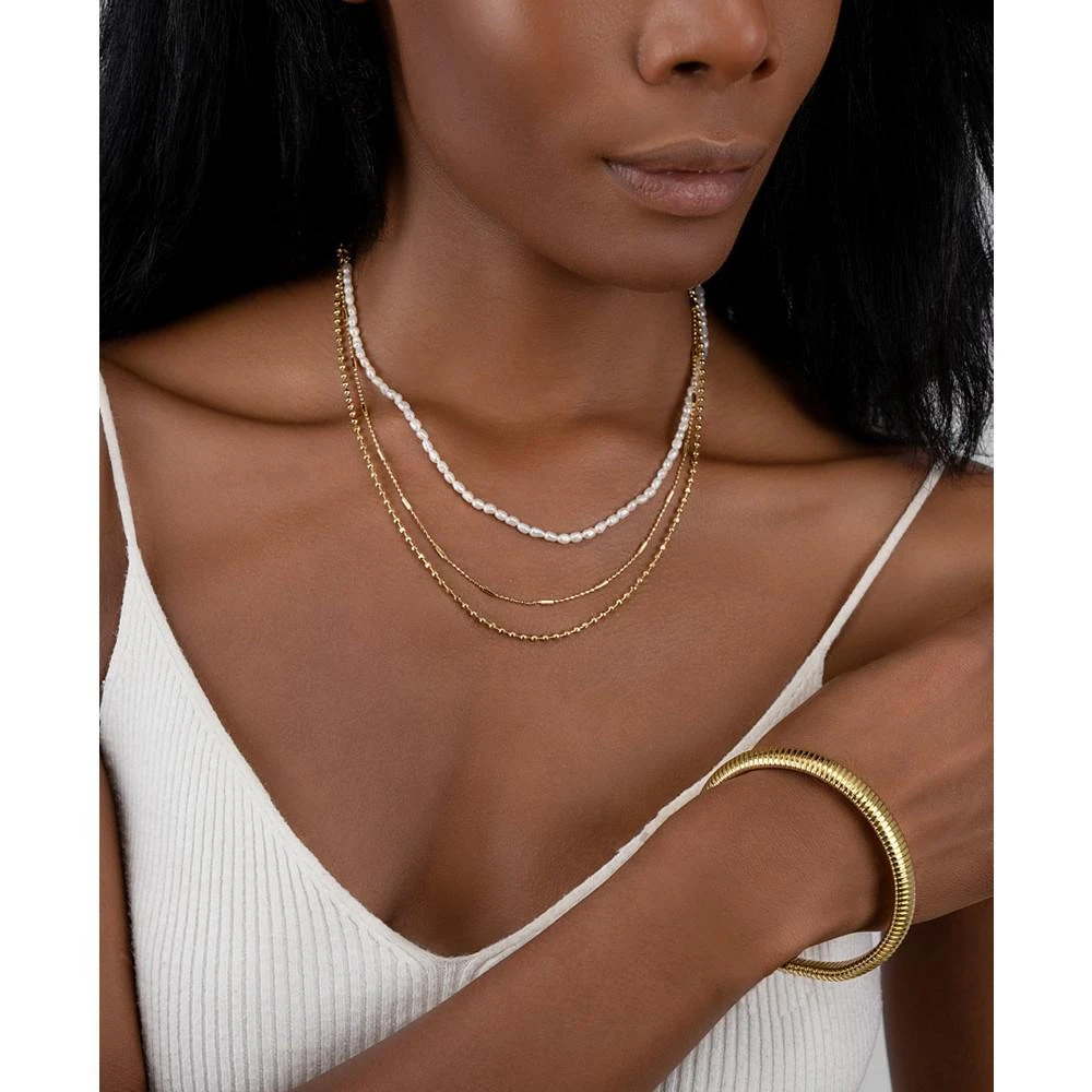 ADORNIA Gold-Tone Imitation Pearl Three-Row Layered Necklace, 17" + 3" extender 2