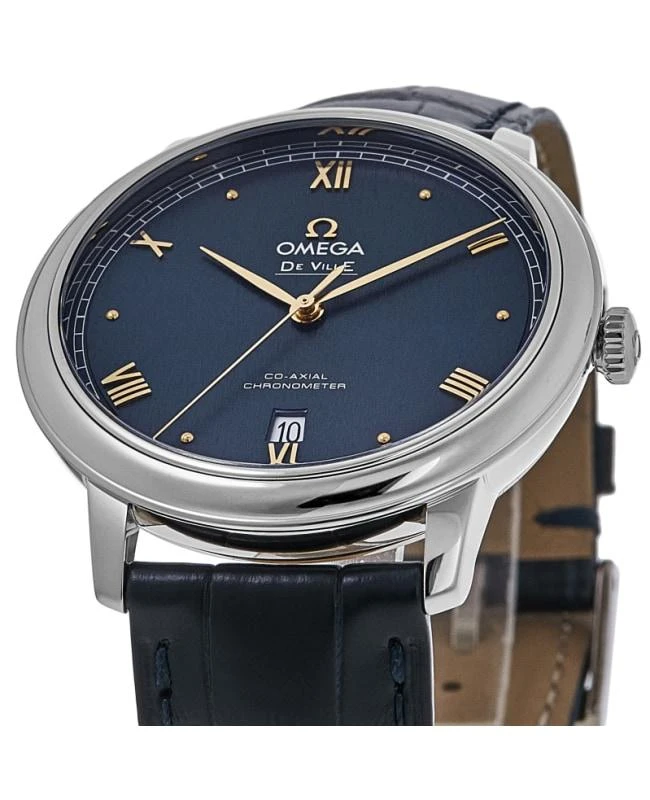 Omega Omega De Ville Prestige Co-Axial 39.5mm Automatic Blue Dial Leather Strap Men's Watch 424.13.40.20.03.004 2