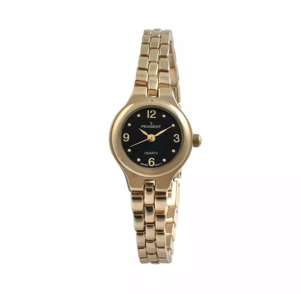 Peugeot Women's Small Face Gold-Tone Link Watch with Gold-Tone Metal Bracelet